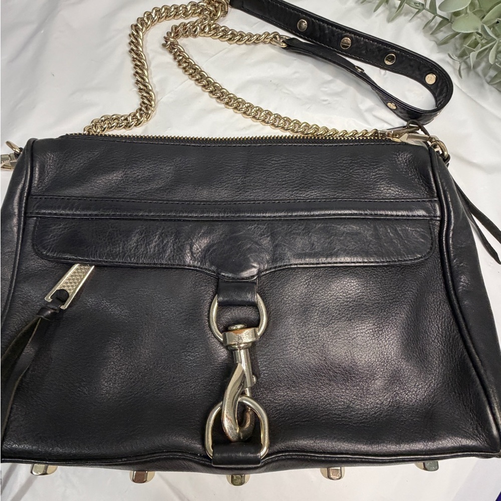 As is Rebecca Minkoff Black Leather Shoulder Bag in Fair Condition